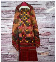 KachaBadam Embroidery Cotton Three Pis (KAC-104)
