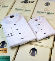 Baby & Men's Indian Sequence Reon Chicken  Panjabi ( White )